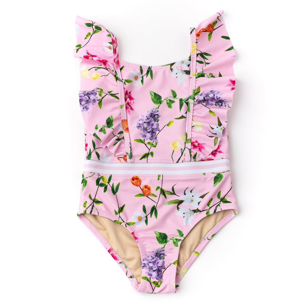 Wildflower Ruffle Shoulder Swimsuit