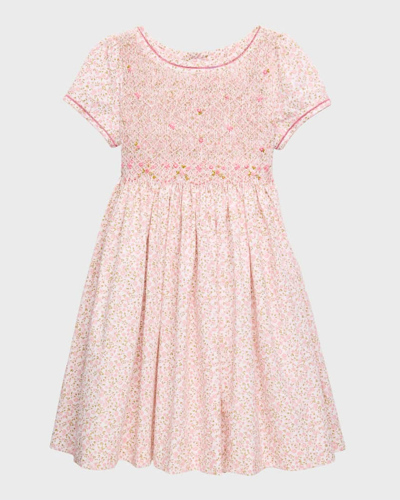 Sweet Pink Floral Smocked Dress