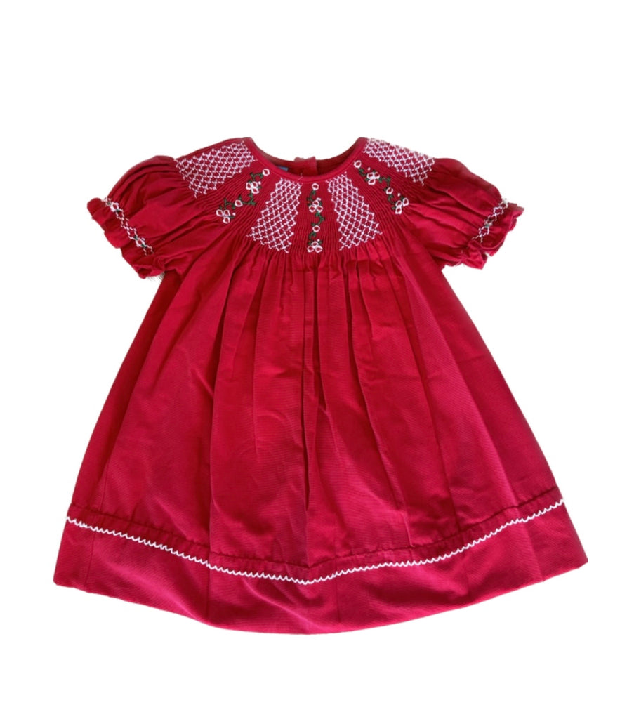 Holiday Red Cord Hand Smocked Bishop