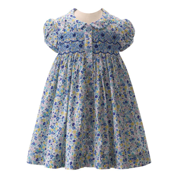 Floral Smocked Button-Front Dress