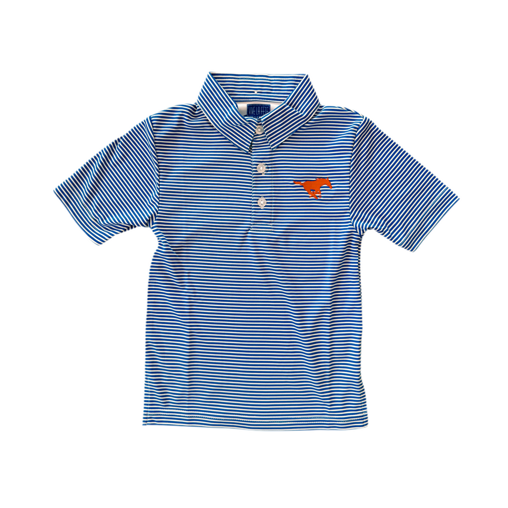 Royal Stripe Red Pony Performance Polo