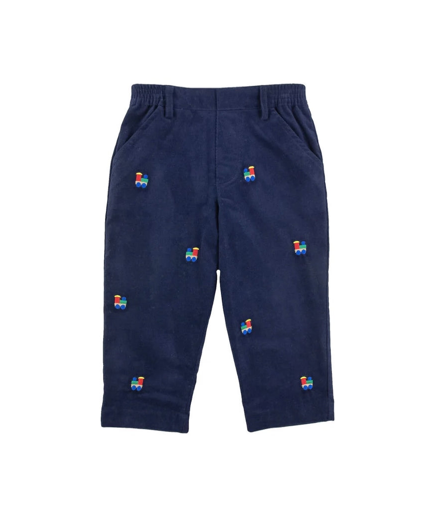 Build It Block Train Sweater with Navy Emb Pant Set