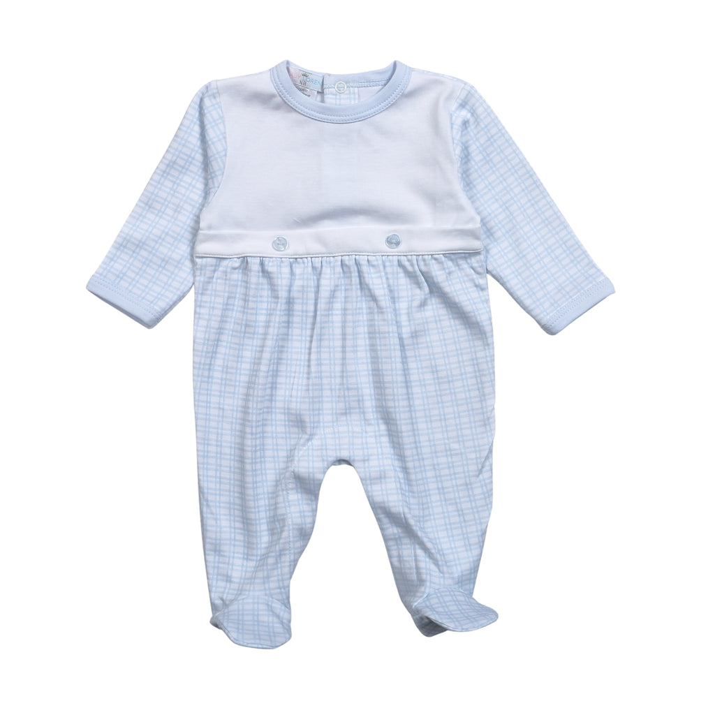 Baby Blue Plaid Footie