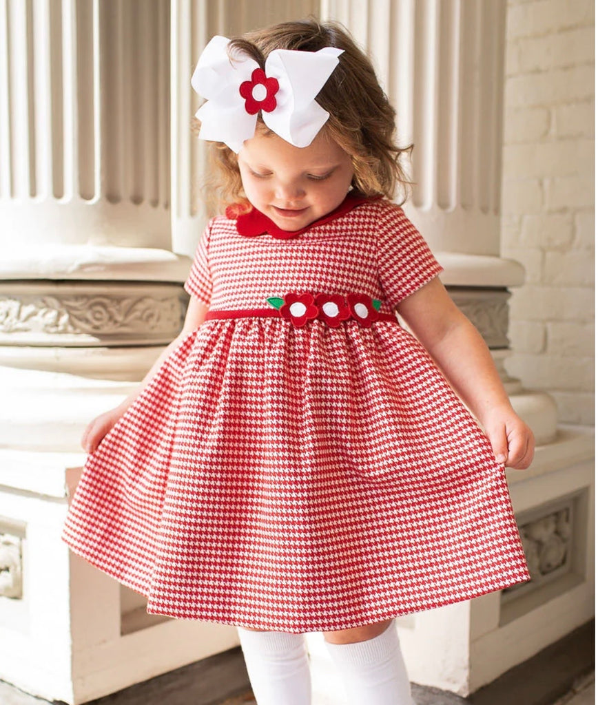 red houndstooth dress Lola + The Boys Houndstooth Bow Dress, 8