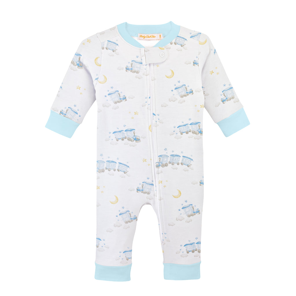 Softest Pima Zippered Coverall, Little Train