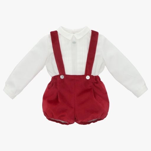 Boys Cranberry Holiday Bubble Outfit
