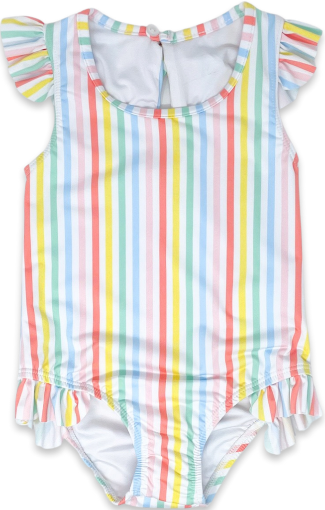 Rainbow Stripes Girls Swimsuit