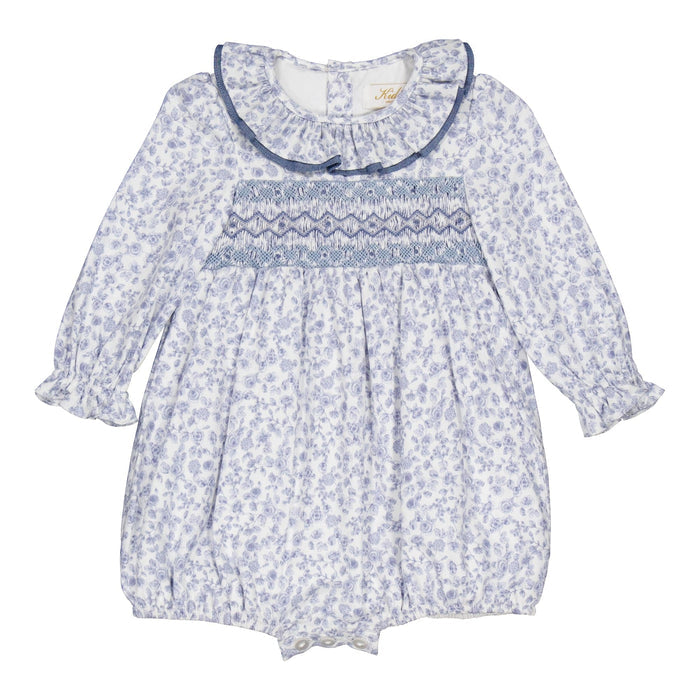 Hand Smocked Blue Garden Girl Bubble
