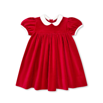 Ruby Red Empire Waist Velvet Dress (washable)