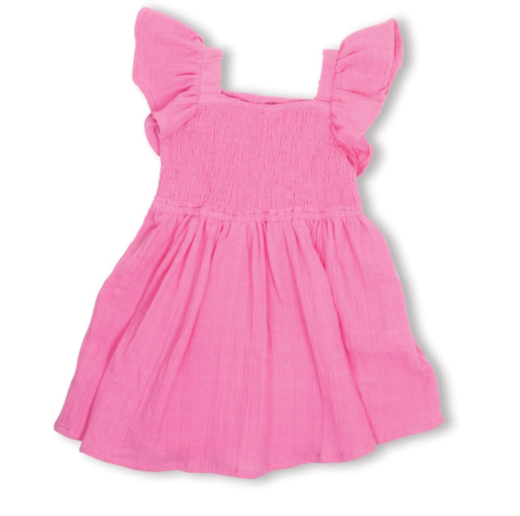 Smocked Gauze Cover Up, Pink or White