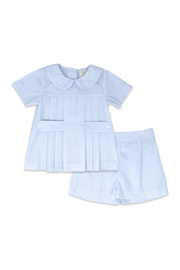 Blue Windowpane Dressy Short Set