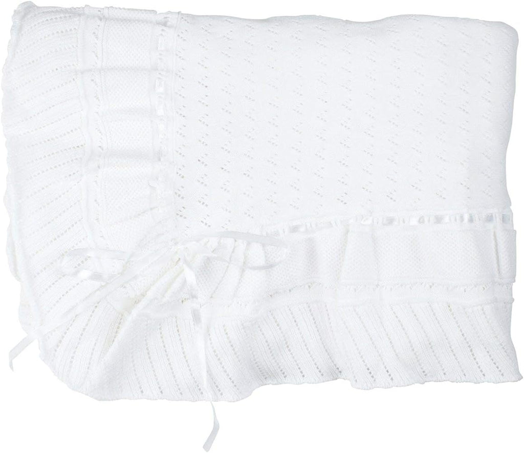 Pointelle Knit Ruffle Blanket