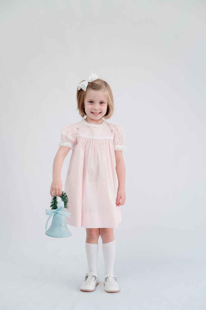 Pink Batiste Dress with Christmas Bell