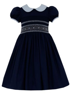 Navy Blue Viyella Peter Pan Collar Dress