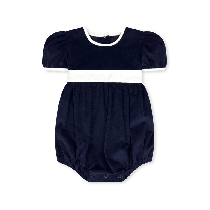 Navy Corduroy Bubble w/ White Sash