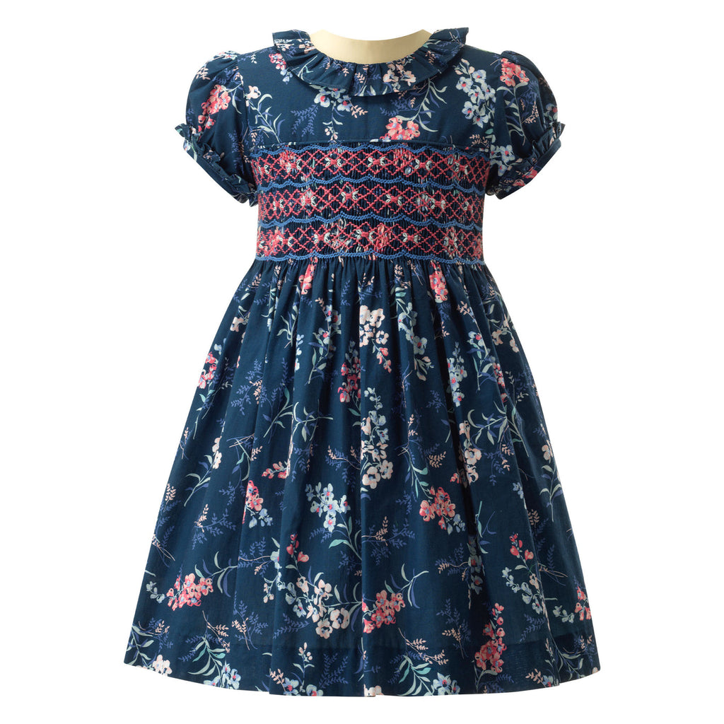 Hand Smocked Winter Floral Dress