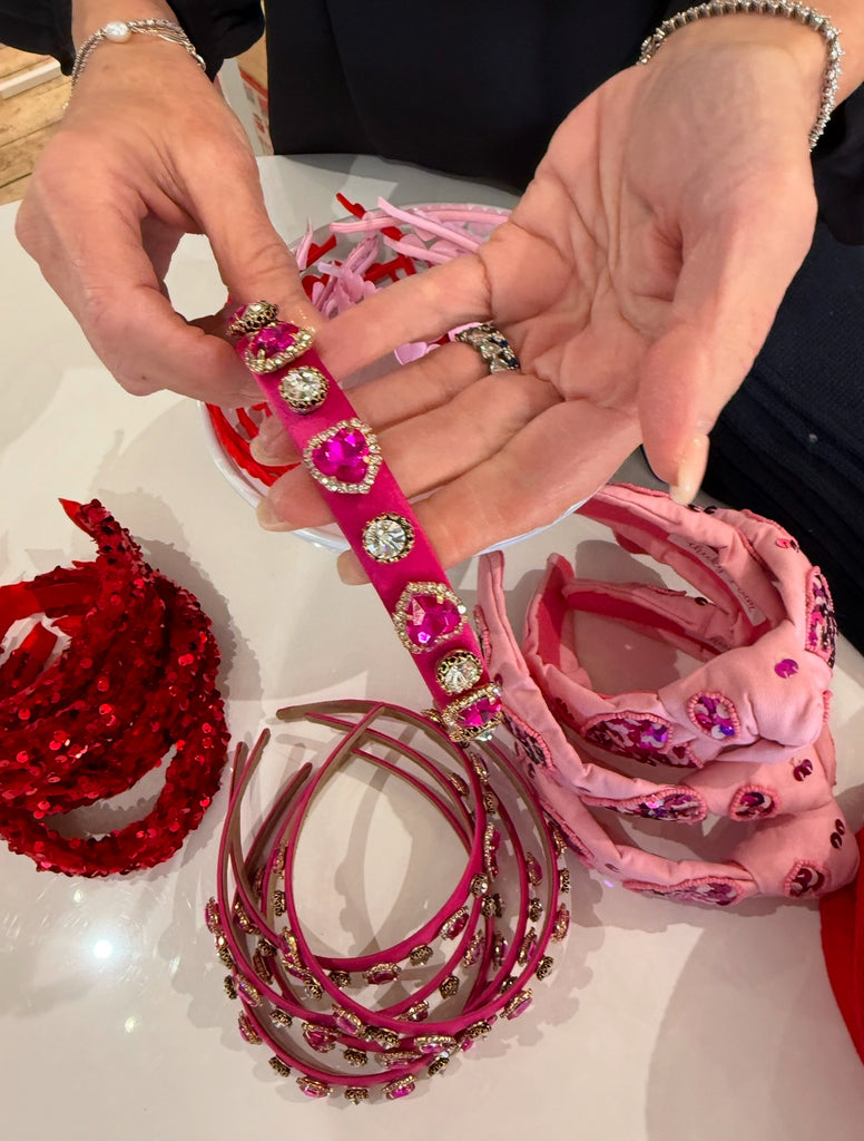 Hot Pink Heart Gems Headband