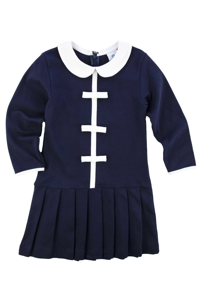 Navy Tailored Dress w/ Bows