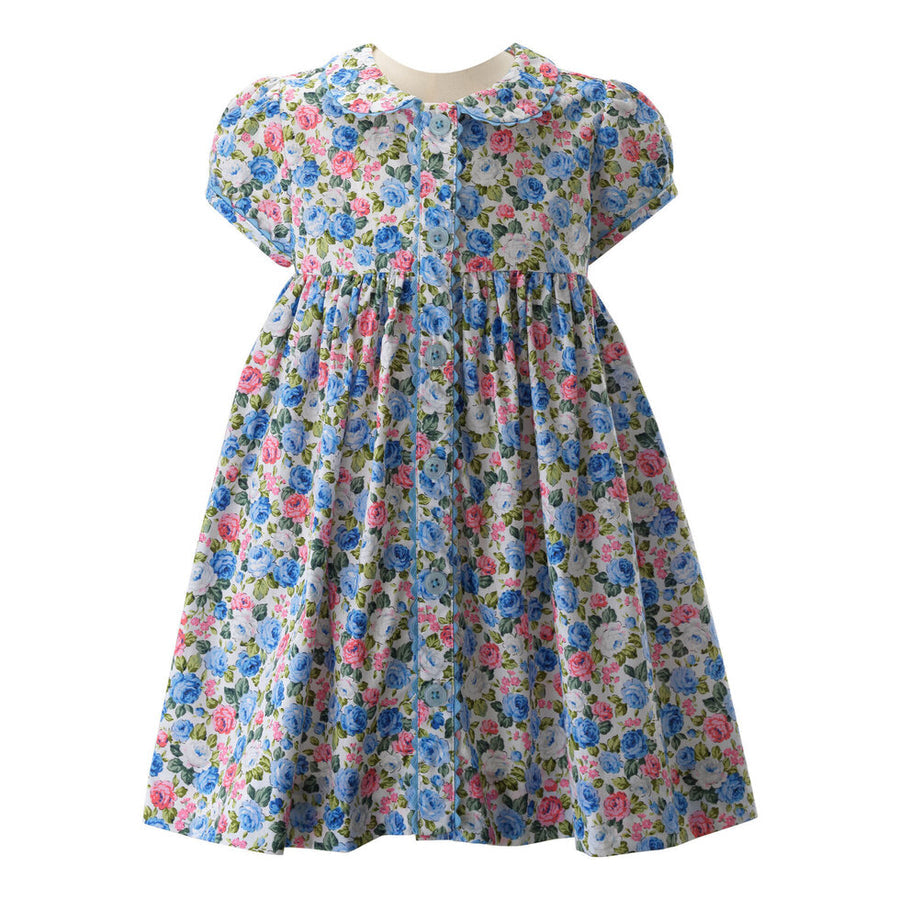 Astral Blue Roses Button Front Dress