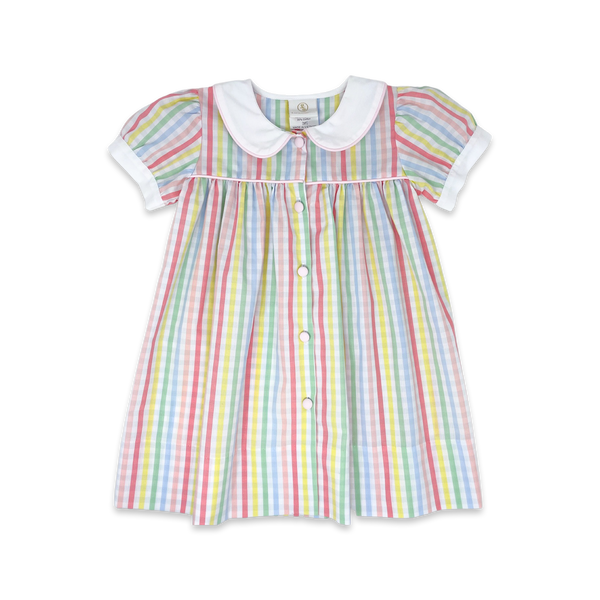 Rainbow Stripe Button Front Dress