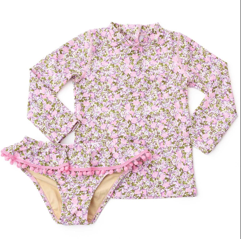 Blushing Blooms 2 Piece Rash Guard Swim Suit