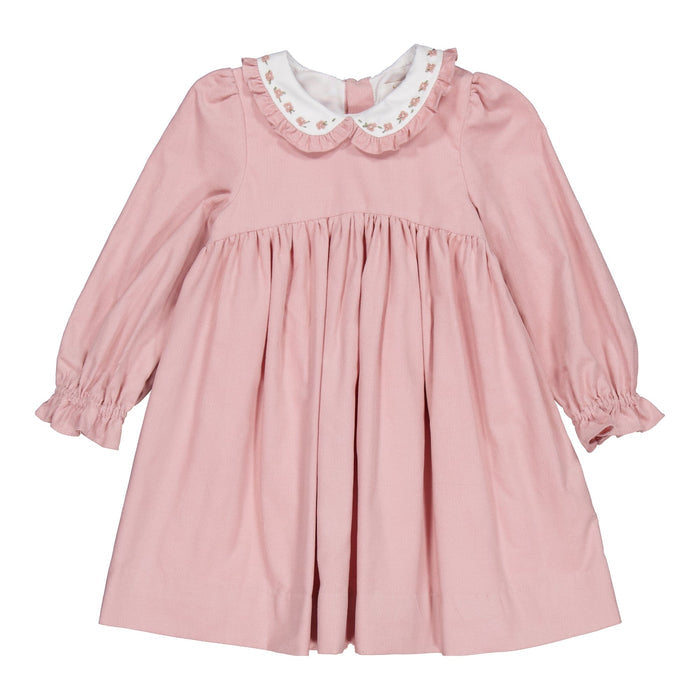 Hand Smocked Pink Cord Dress