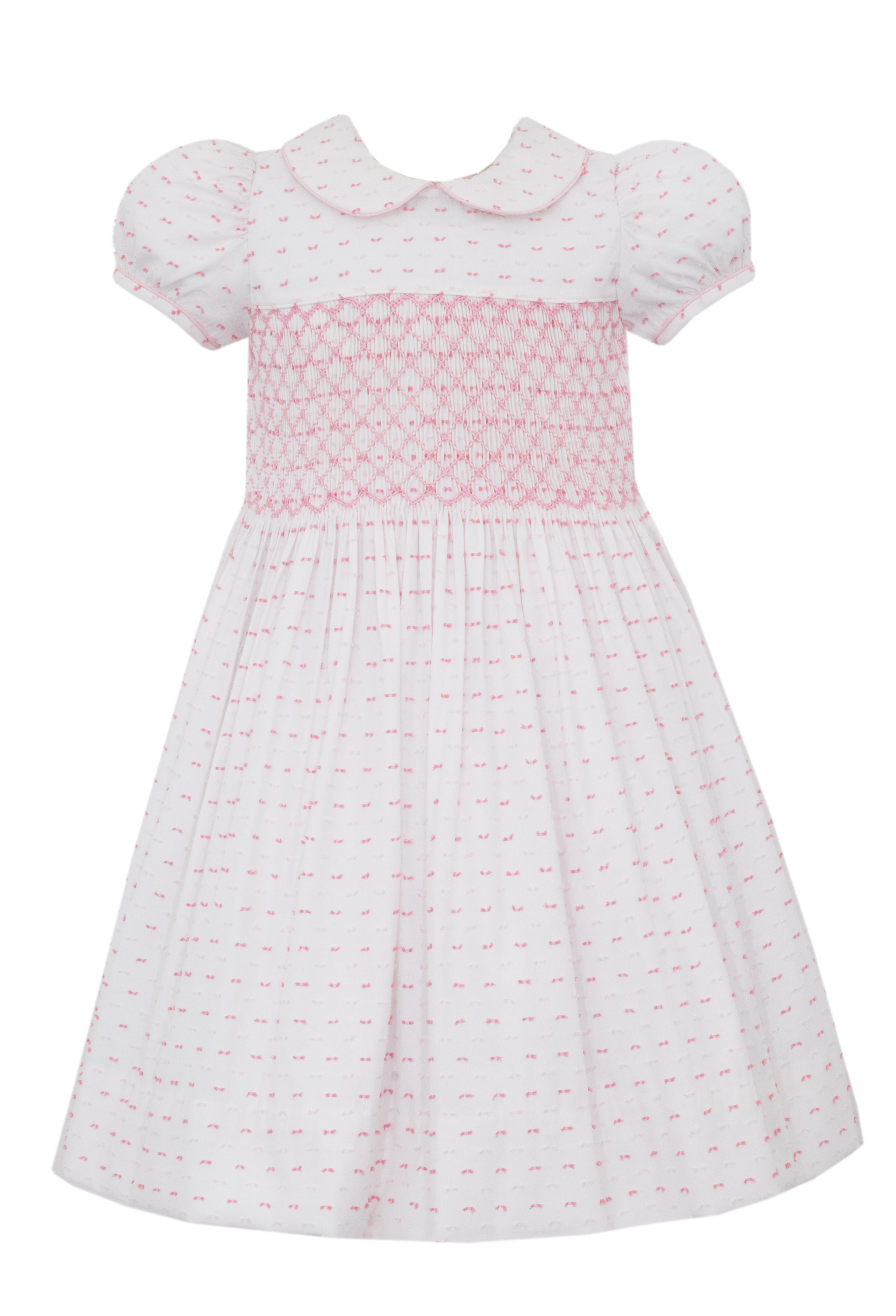 Hand Smocked Plumetti Sashback Dress