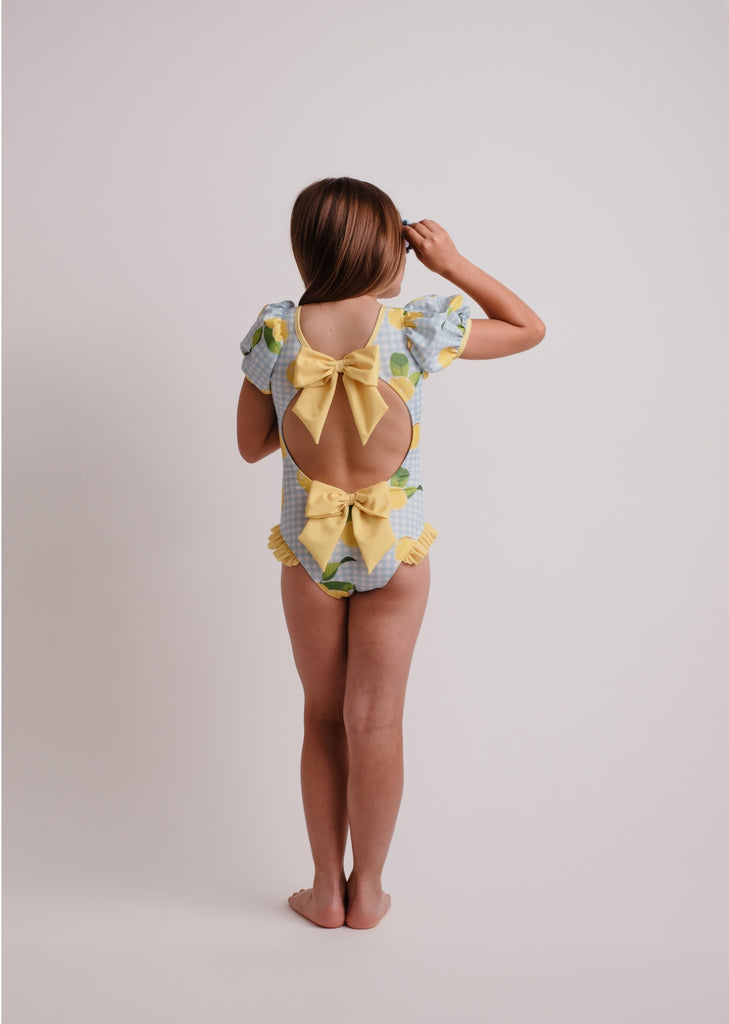 Lemon Swimsuit w/ Puff Sleeve