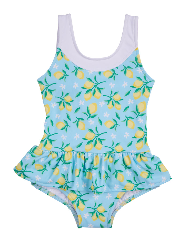 Lemon Print Skirted Swimsuit