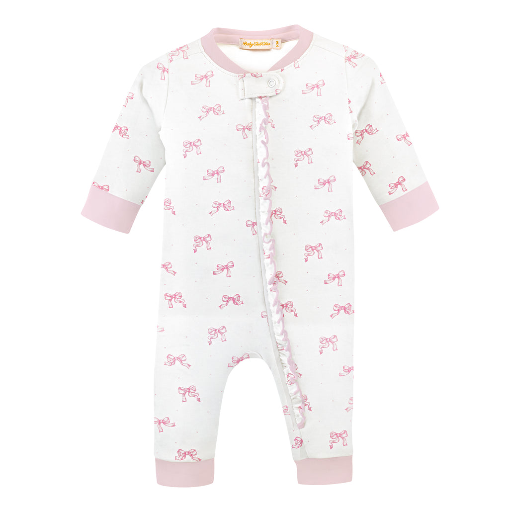 Softest Pima Zippered Coverall, Pretty Bows