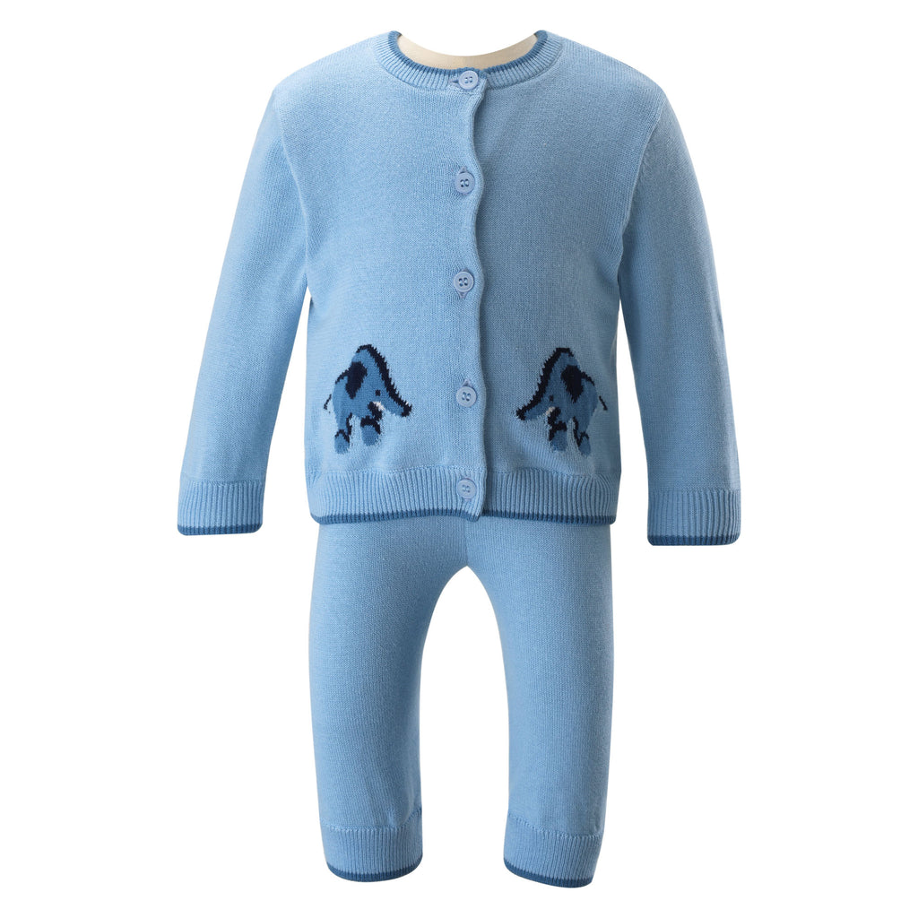 French Blue Elephant Sweater Set