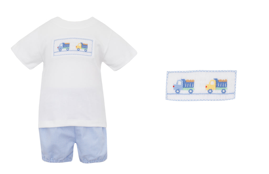 Hand Smocked Dump Truck Short Set