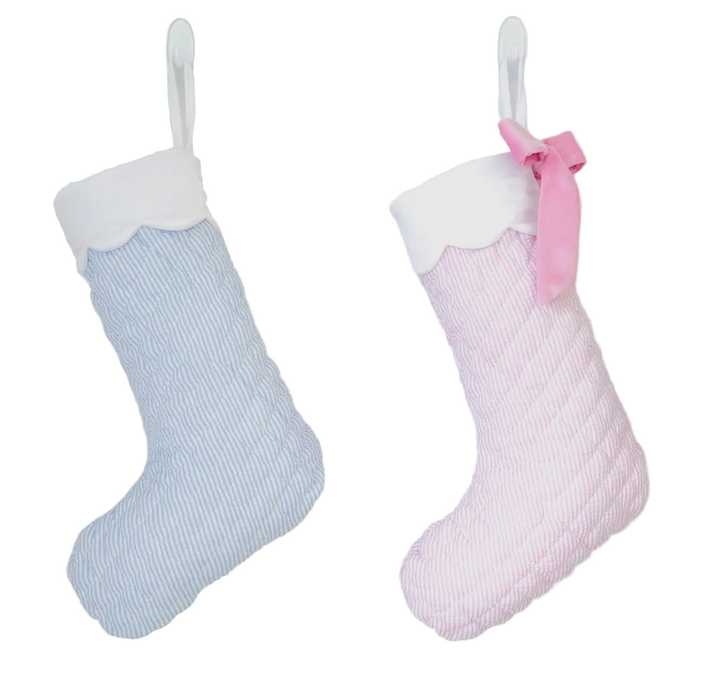 Quilted Christmas Stocking, Blue or Pink