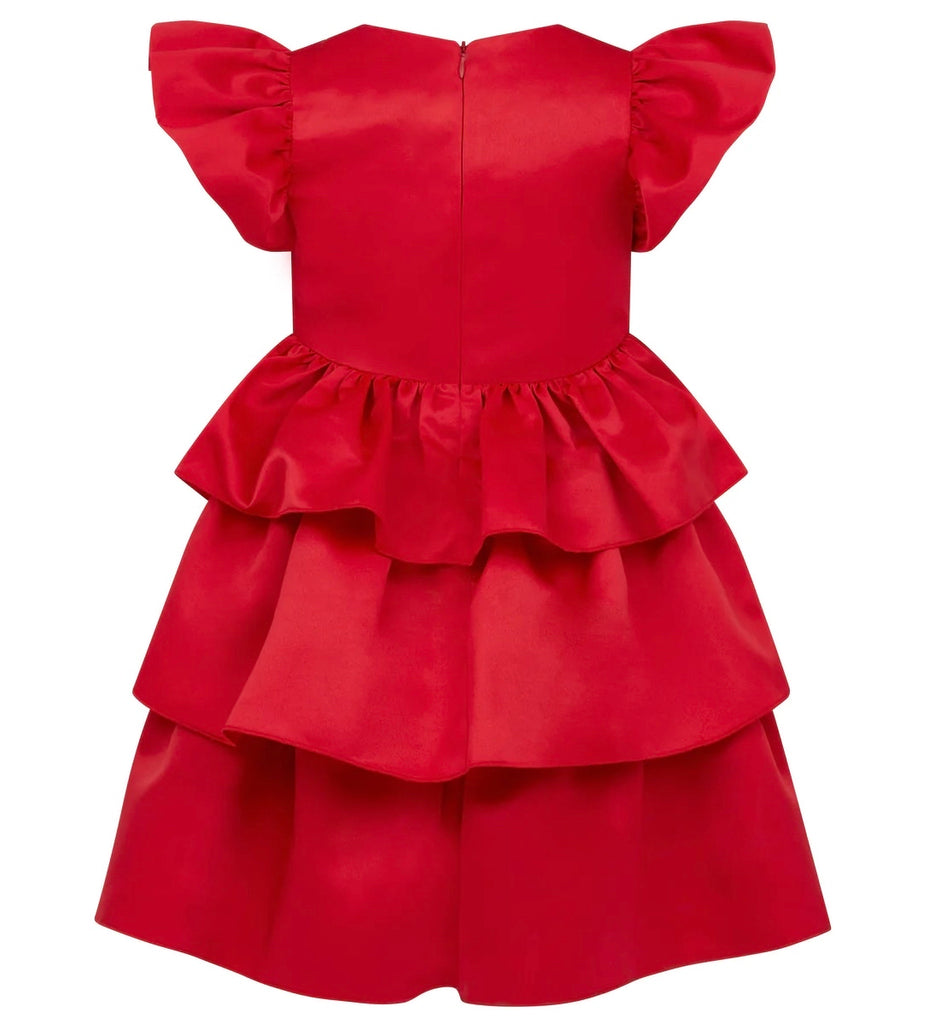 Red Ruffle Satin Frill Dress