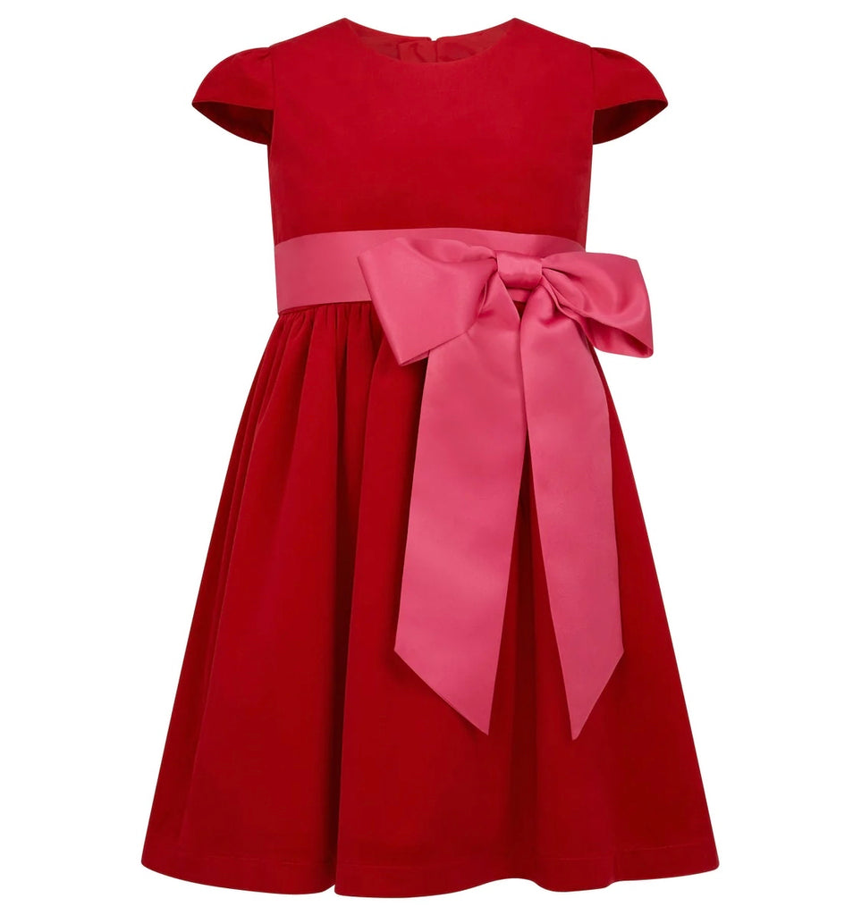 Red Velvet with Pink Sash Party Dress