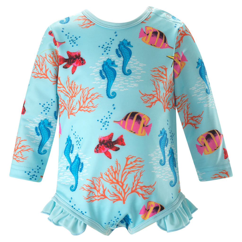 Coral Reef Frilly Infant Rashguard Swimsuit