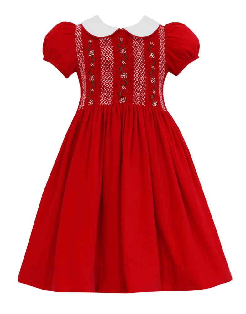 Holiday Red Cord Smocked Dress Holiday Red Cord Smocked Dress