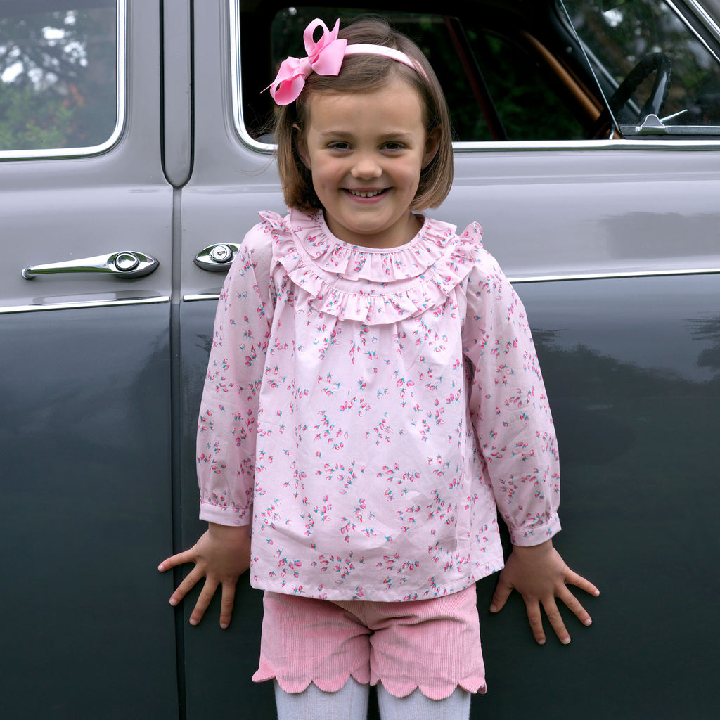 Precious Pink Rosebud Blouse + Cord Short Set