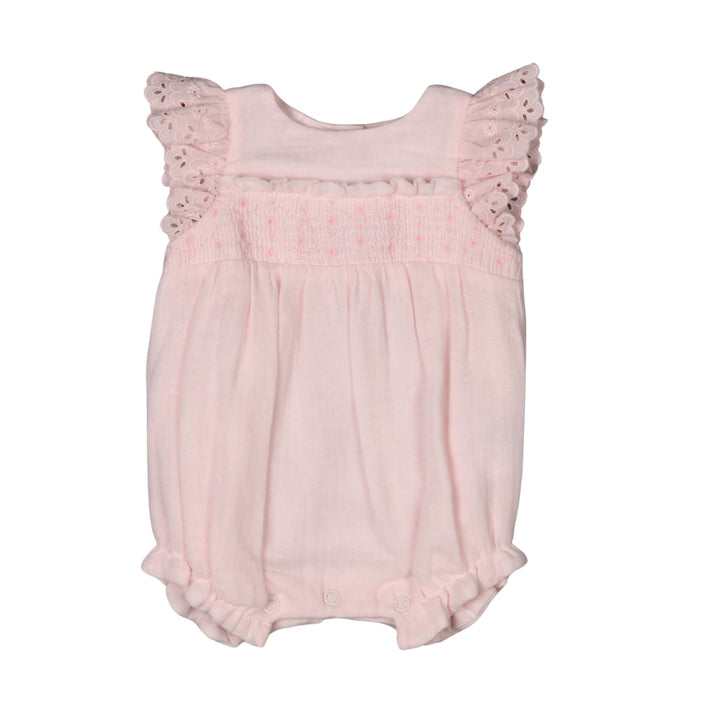 Shell Pink Romper w/ Eyelet Lace