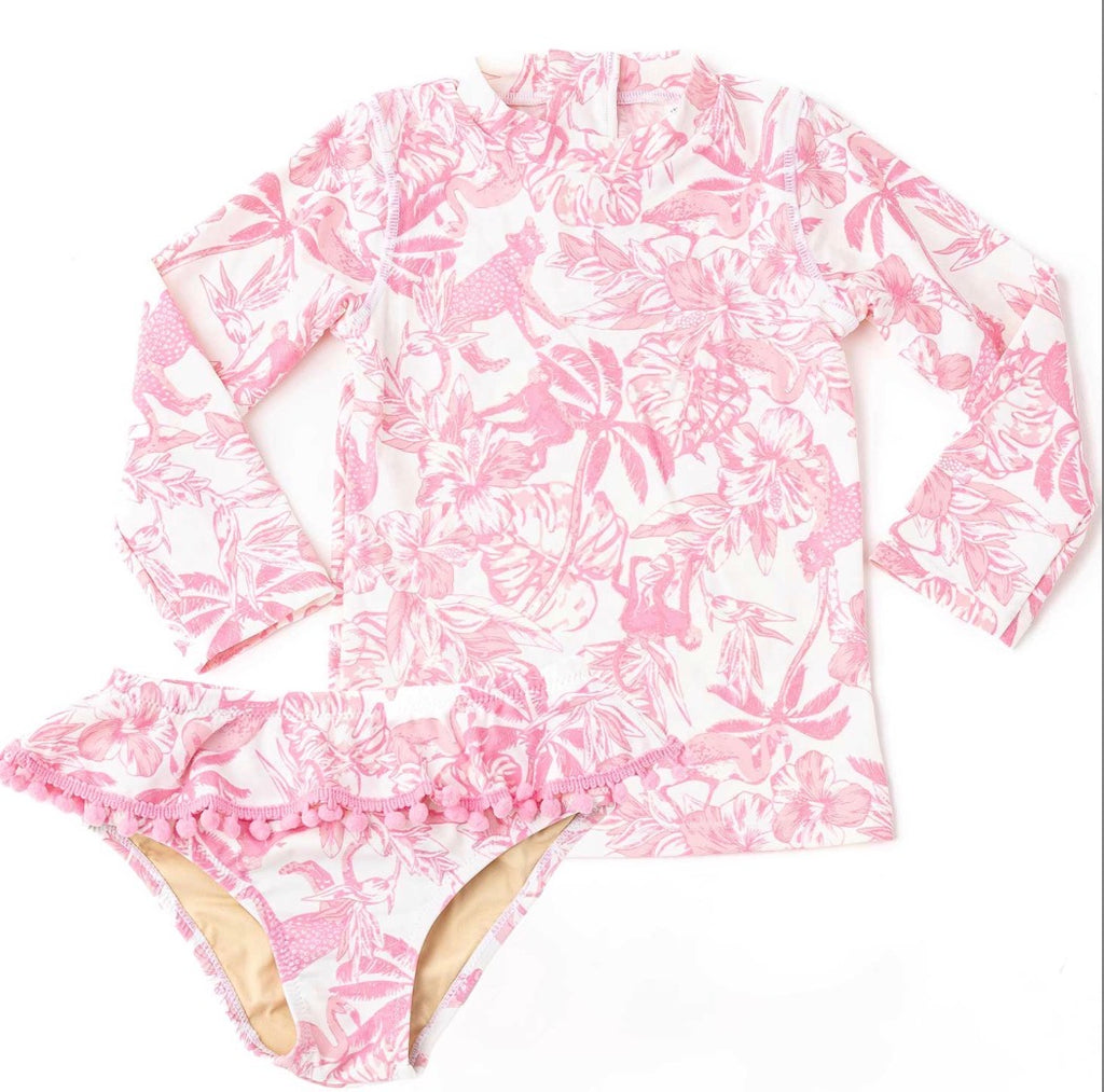 Pink Paradise 2 Piece Rash Guard Swim Suit
