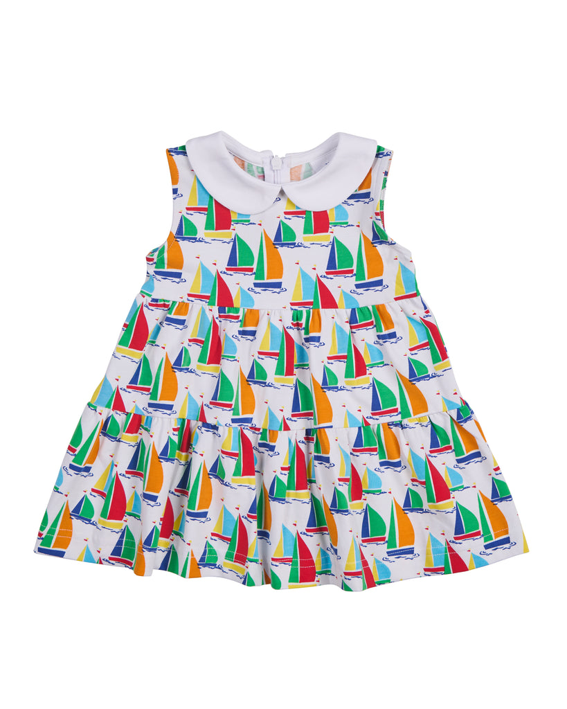 Sailboat Print Tiered Dress