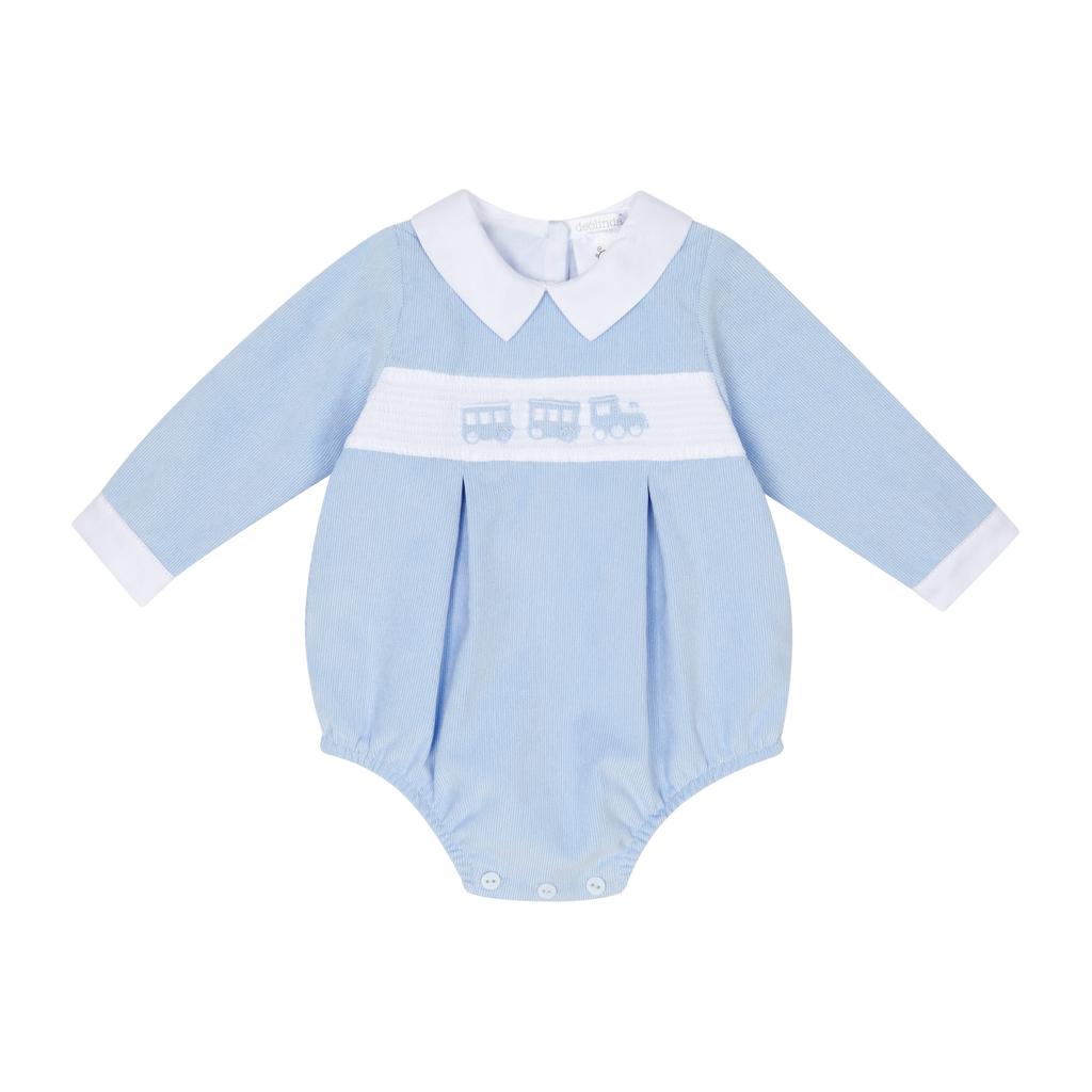 Baby Blue Cord Train Romper