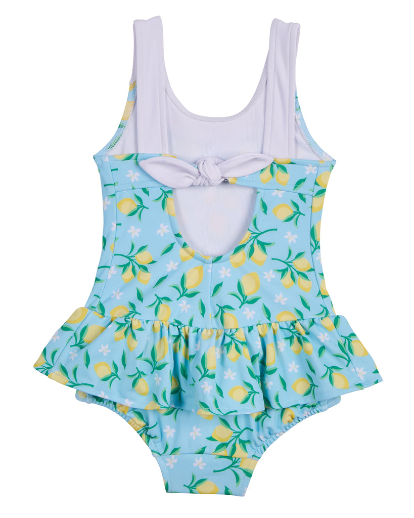 Lemon Print Skirted Swimsuit