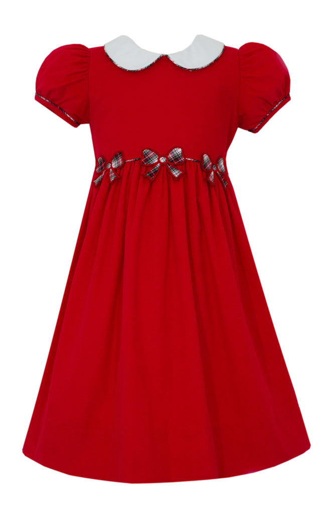 Tartan Bows on Red Cord Dress