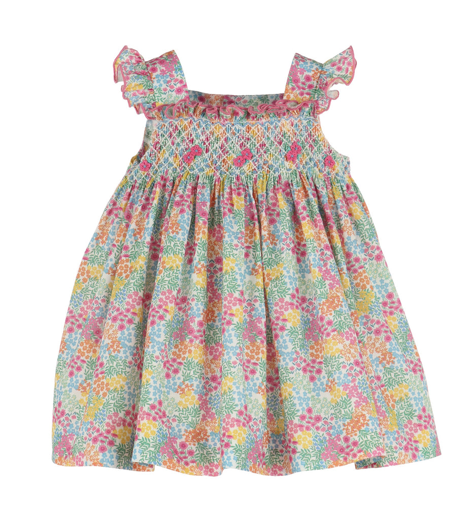 Bright Floral Smocked Toddler Sundress