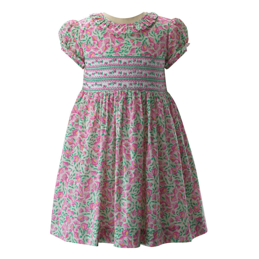 Pink Smocked Roses and Floral Dress