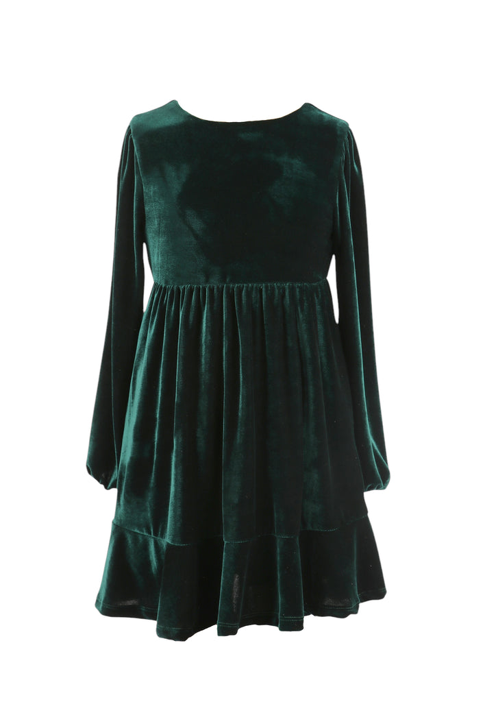 Emerald Velvet Twirl Dress