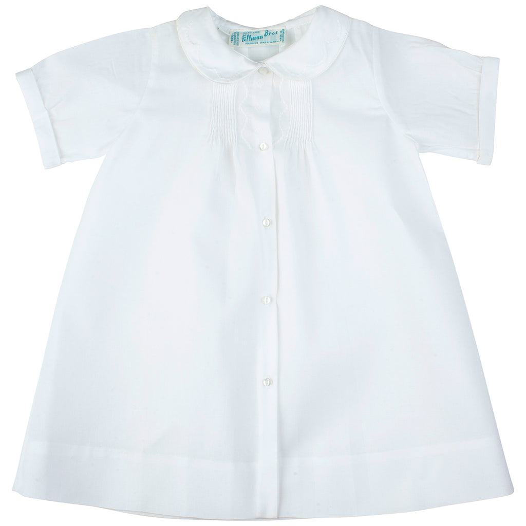 Boys Embroidered Collar Folded White Daygown