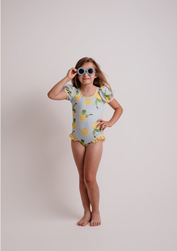 Lemon Swimsuit w/ Puff Sleeve