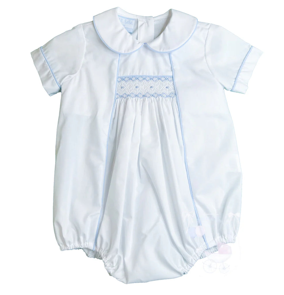 White Bubble w/ Blue Smocking